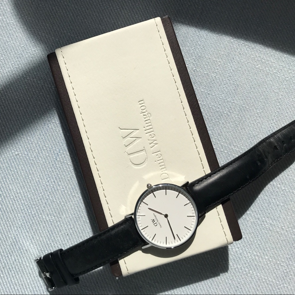 Black leather Daniel Wellington Watch